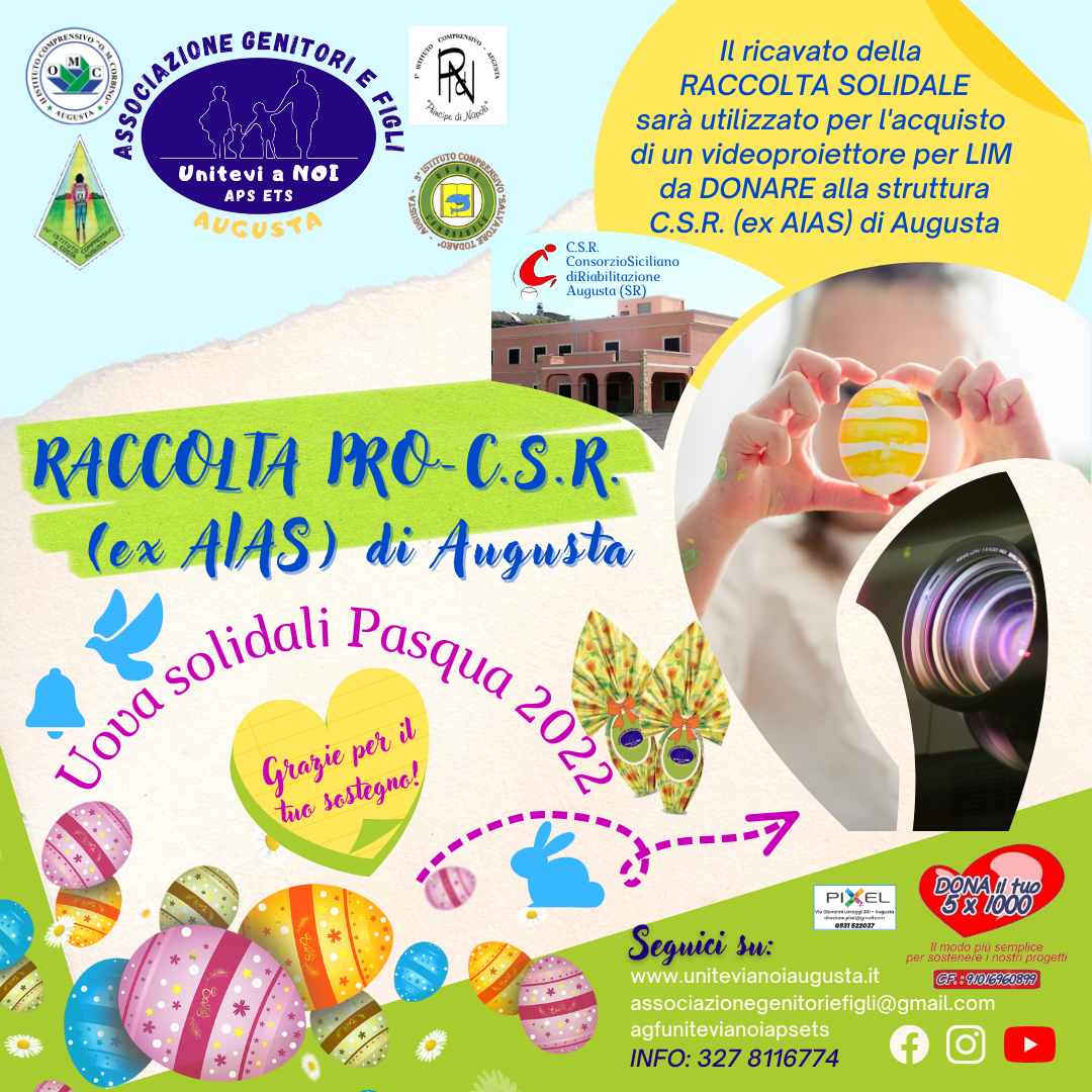 Donato alla struttura CSR di Augusta il videoproiettore per lim acquistato dall’Associazione con i proventi della raccolta solidale uova di Pasqua 2022.